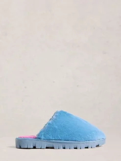Bleu - White Stuff Chaussons mules en fausse fourrure
