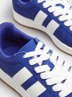 Bleu - Yours Curve Coupe large Padded Skate Trainers