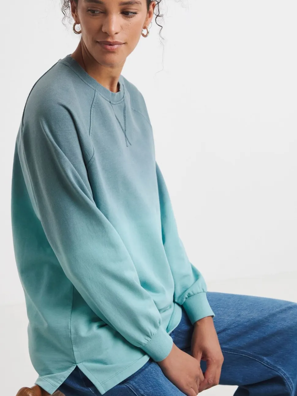 Bleu Cannon - JD Williams Sweat-shirt long classique à Col rond