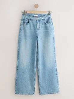 Bleu clair - Jeans larges à ceinture