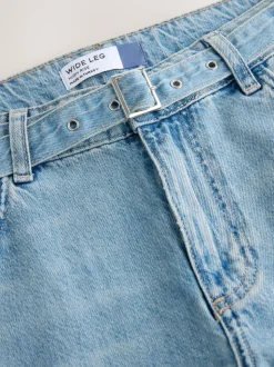 Bleu clair - Jeans larges à ceinture