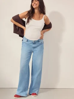Bleu clair - Jeans Maternity à jambe large 100% coton