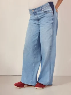 Bleu clair - Jeans Maternity à jambe large 100% coton