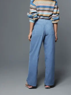 Bleu clair - Pantalon large en velours côtelé