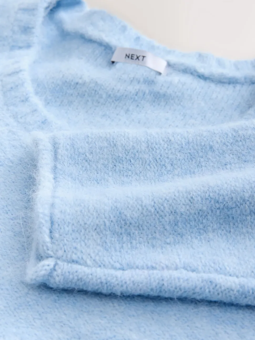 Bleu clair - Pull à col dégagé en laine