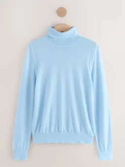 Bleu clair - Pull à col roulé 100% laine mérinos N.premium