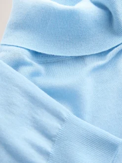 Bleu clair - Pull à col roulé 100% laine mérinos N.premium