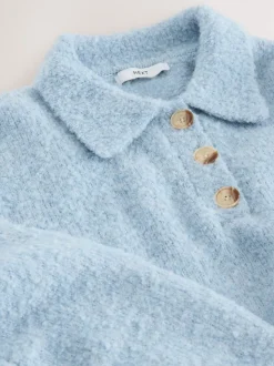 Bleu clair - Pull polo à manches longues Boucle