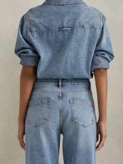 Bleu clair - Reiss Selin Rise Straight Leg Jeans