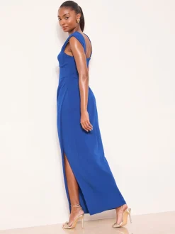 Bleu cobalt - Lipsy Robe longue froncée à manches courtes et col carré