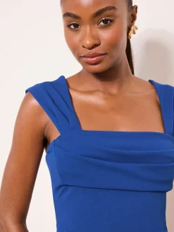 Bleu cobalt - Lipsy Robe longue froncée à manches courtes et col carré