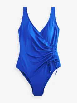 Bleu cobalt - Maillot de bain gainant le ventre froncé