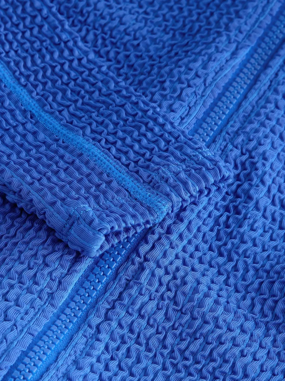 Bleu cobalt froissé - Maillot de bain rash à manches longues