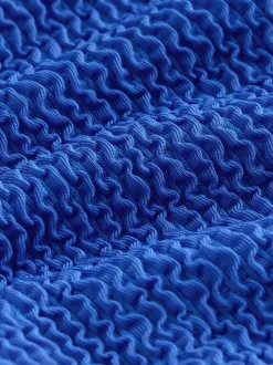 Bleu cobalt froissé - Maillot de bain rash à manches longues