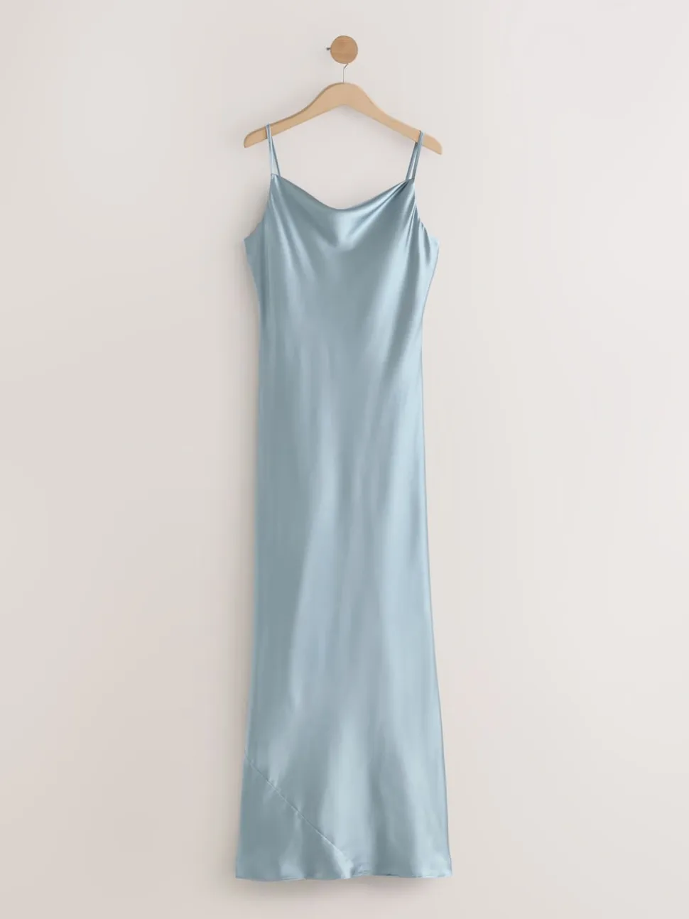 Bleu crépuscule - Robe longue de demoiselle d’honneur en satin à col bénitier pour mariage