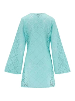 Bleu de ciel - Pour Moi Couverture de plage à manches longues en dentelle au crochet