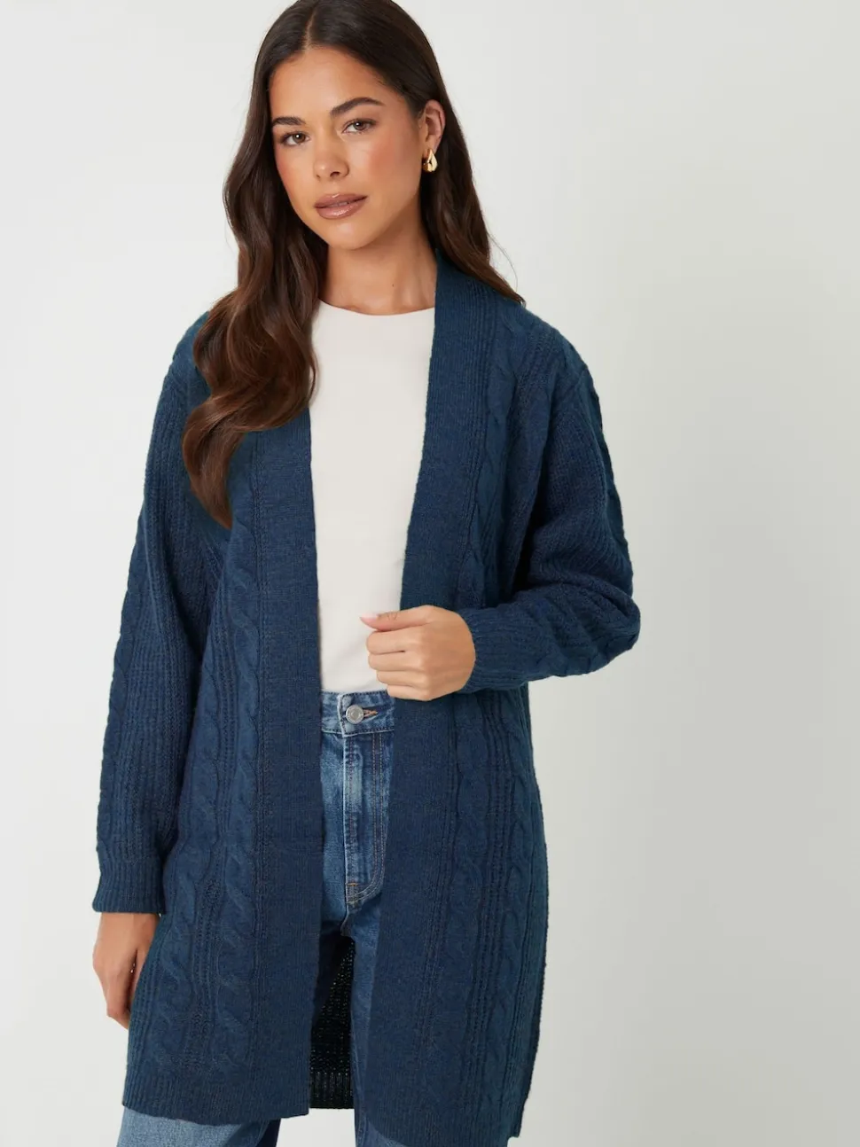 Bleu de ciel - Threadbare Ladies Rozanna Cable Detail Cardigan