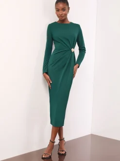 Bleu de sarcelle - Lipsy Robe mi-longue bodycon à manches longues