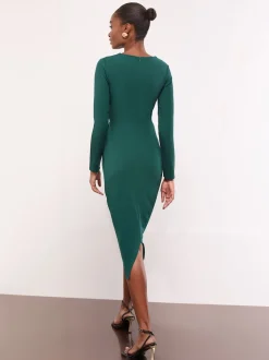 Bleu de sarcelle - Lipsy Robe mi-longue bodycon à manches longues