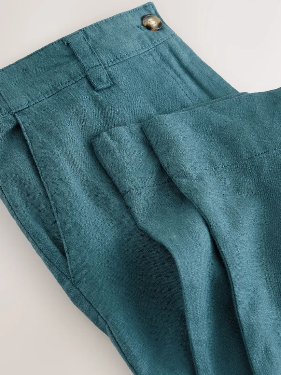 Bleu de sarcelle - Pantalons intelligents à jambe large en lin Blend