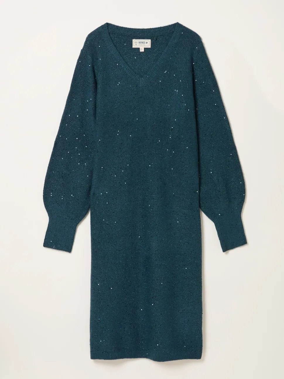 Bleu de sarcelle - Robe mi-longue FatFace en maille scintillante