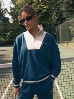 Bleu de sarcelle - Sweat à col zippé
