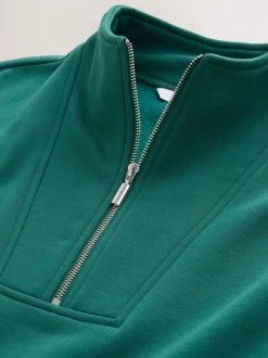 Bleu de sarcelle - Sweat-shirt décontracté en jersey épais à col zippé