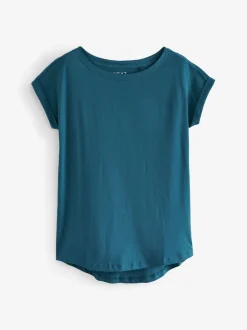 Bleu de sarcelle - T-shirt à manches cap
