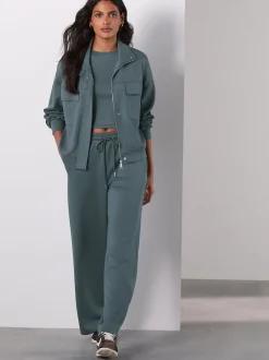 Bleu de sarcelle - Veste utilitaire moulante ultra-douce à col cheminée