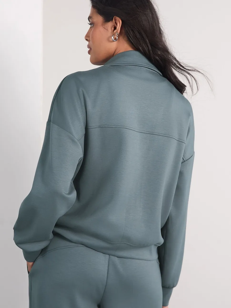 Bleu de sarcelle - Veste utilitaire moulante ultra-douce à col cheminée