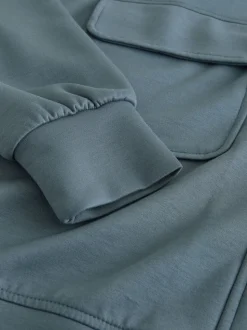 Bleu de sarcelle - Veste utilitaire moulante ultra-douce à col cheminée