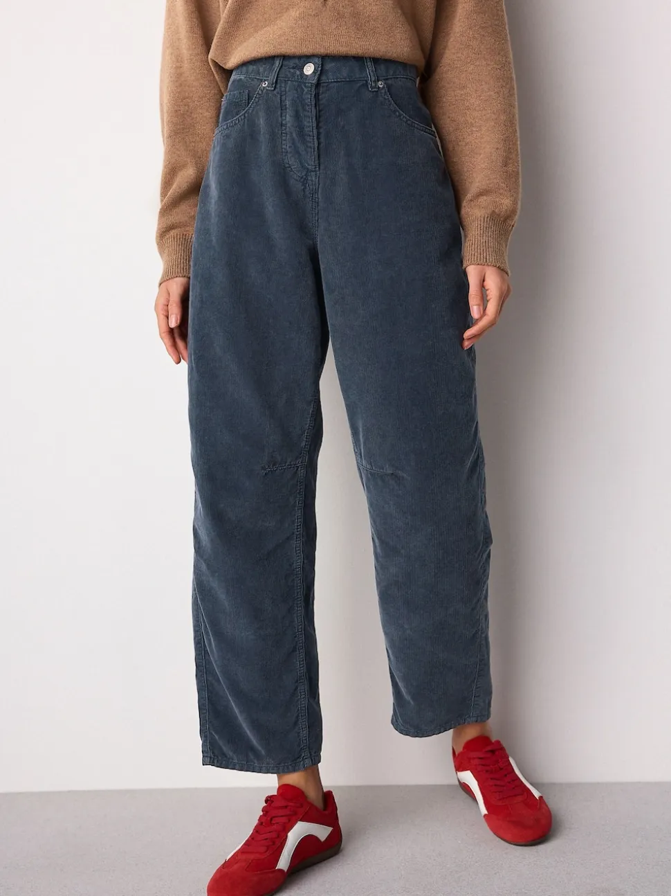 Bleu Denim - Pantalons coupe ballon en velours côtelé