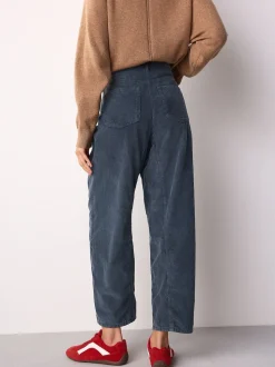 Bleu Denim - Pantalons coupe ballon en velours côtelé