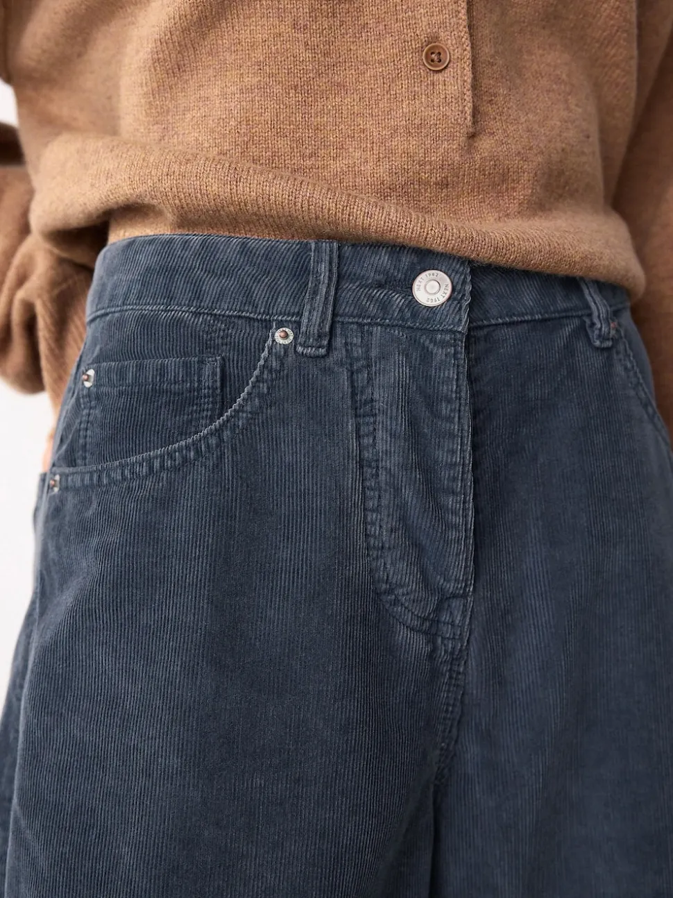 Bleu Denim - Pantalons coupe ballon en velours côtelé