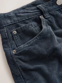 Bleu Denim - Pantalons coupe ballon en velours côtelé