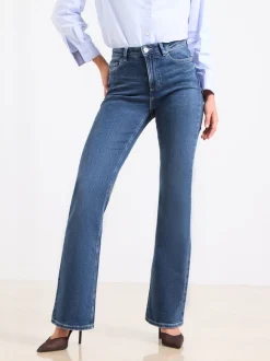 Bleu délavage moyen - Lipsy Slim Taille haute Flare Jeans