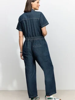 bleu foncé - Combinaison de maternité en Jean 100% coton