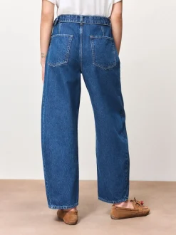bleu foncé - Jean barrel ceinturé