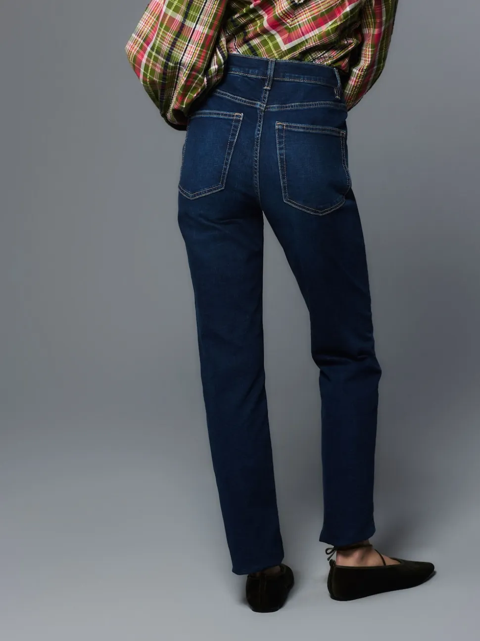 bleu foncé - Jean extensible ajusté taille milieu