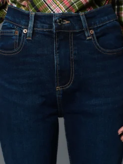 bleu foncé - Jean extensible ajusté taille milieu