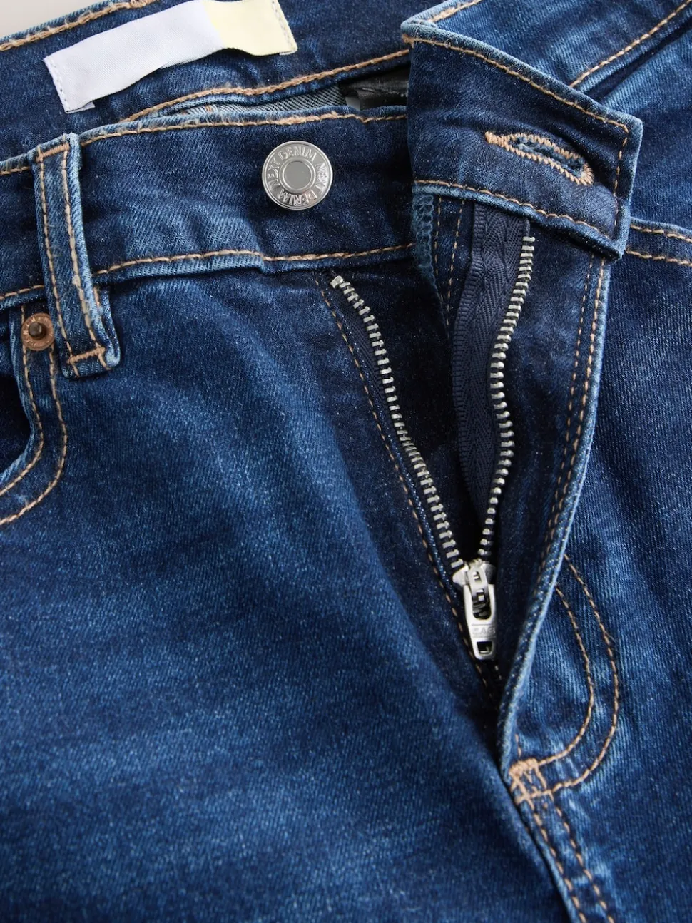 bleu foncé - Jean extensible ajusté taille milieu