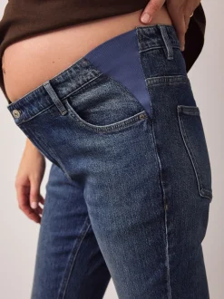 bleu foncé - Jean évasé en denim de grossesse