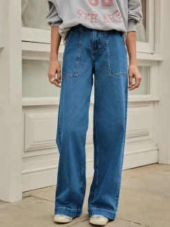 bleu foncé - Jeans larges utilitaires à taille haute