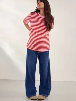 bleu foncé - Jeans Maternity à jambe large 100% coton
