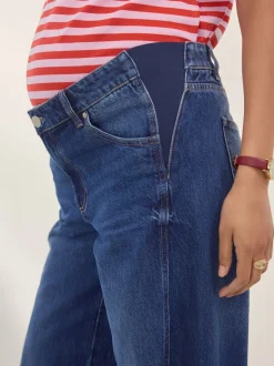 bleu foncé - Jeans Maternity à jambe large 100% coton