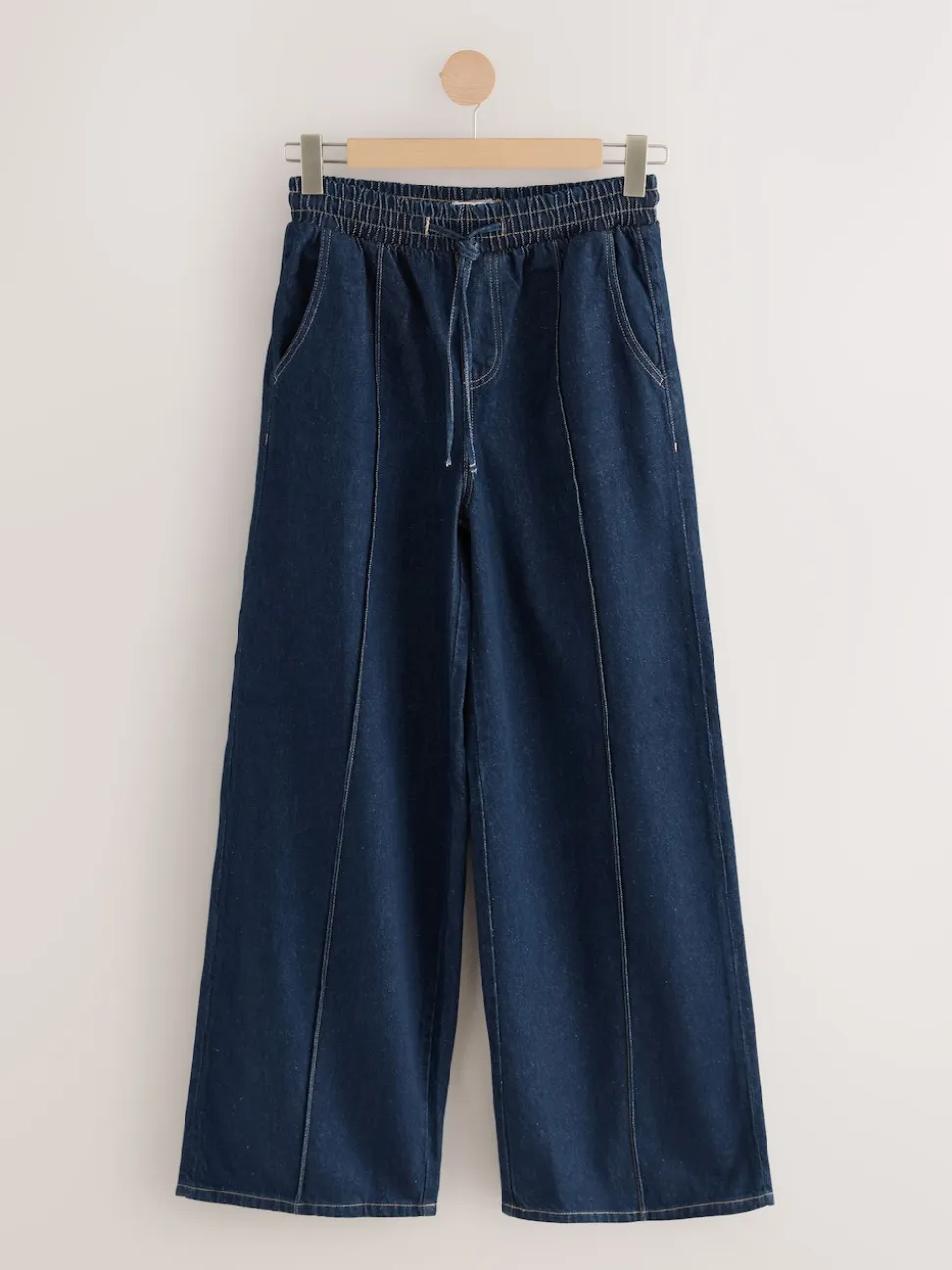 bleu foncé - Jogging en jean large à plis nervurés