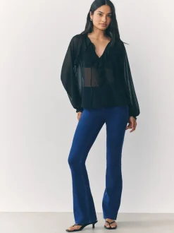 bleu foncé - Leggings bootcut en jersey