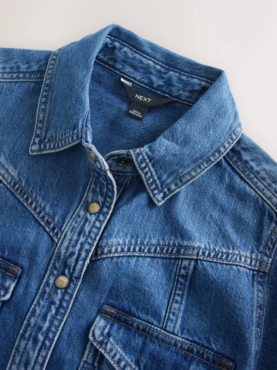 bleu foncé - Robe chemise mi-longue en jean