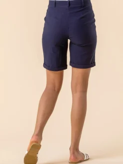 bleu foncé - Short Roman extensible à revers