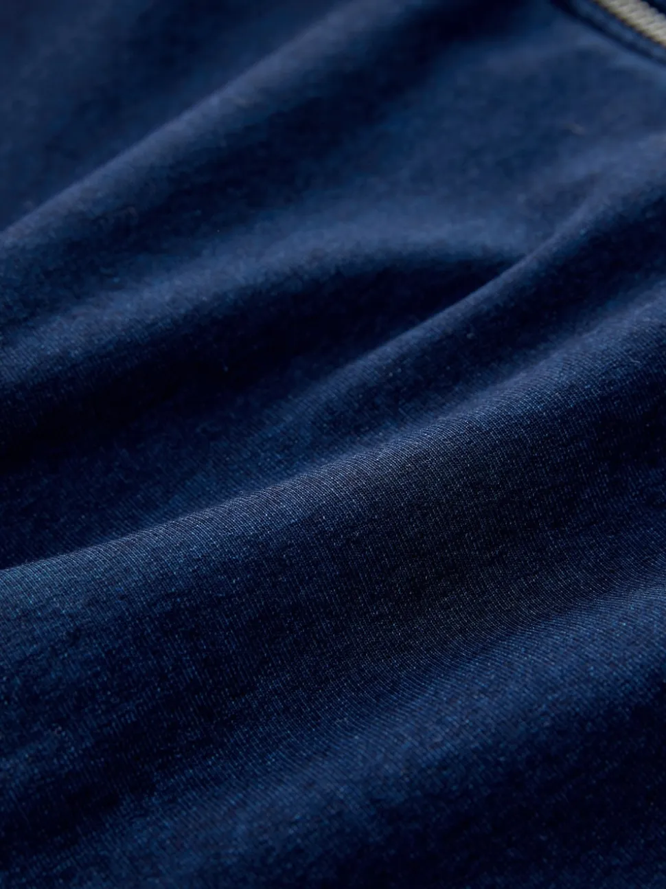 bleu foncé - Sweat à capuche zippé en jersey Denim